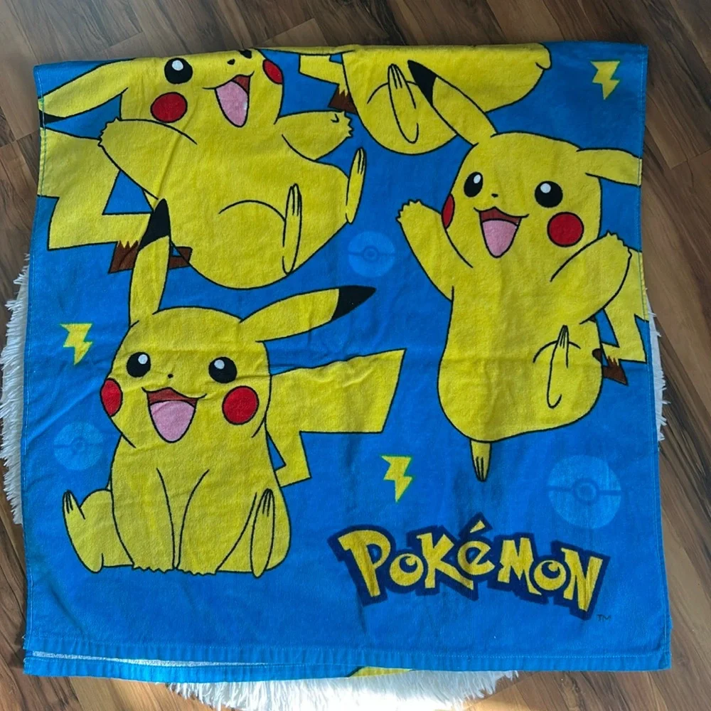 Pokemon Pikachu Cotton Blue and Yellow Beach Bath Towel